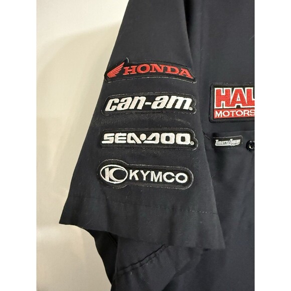 Throttle Threads mens work shirt motorcycle patches hall’s motorsports- Large - Picture 4 of 5